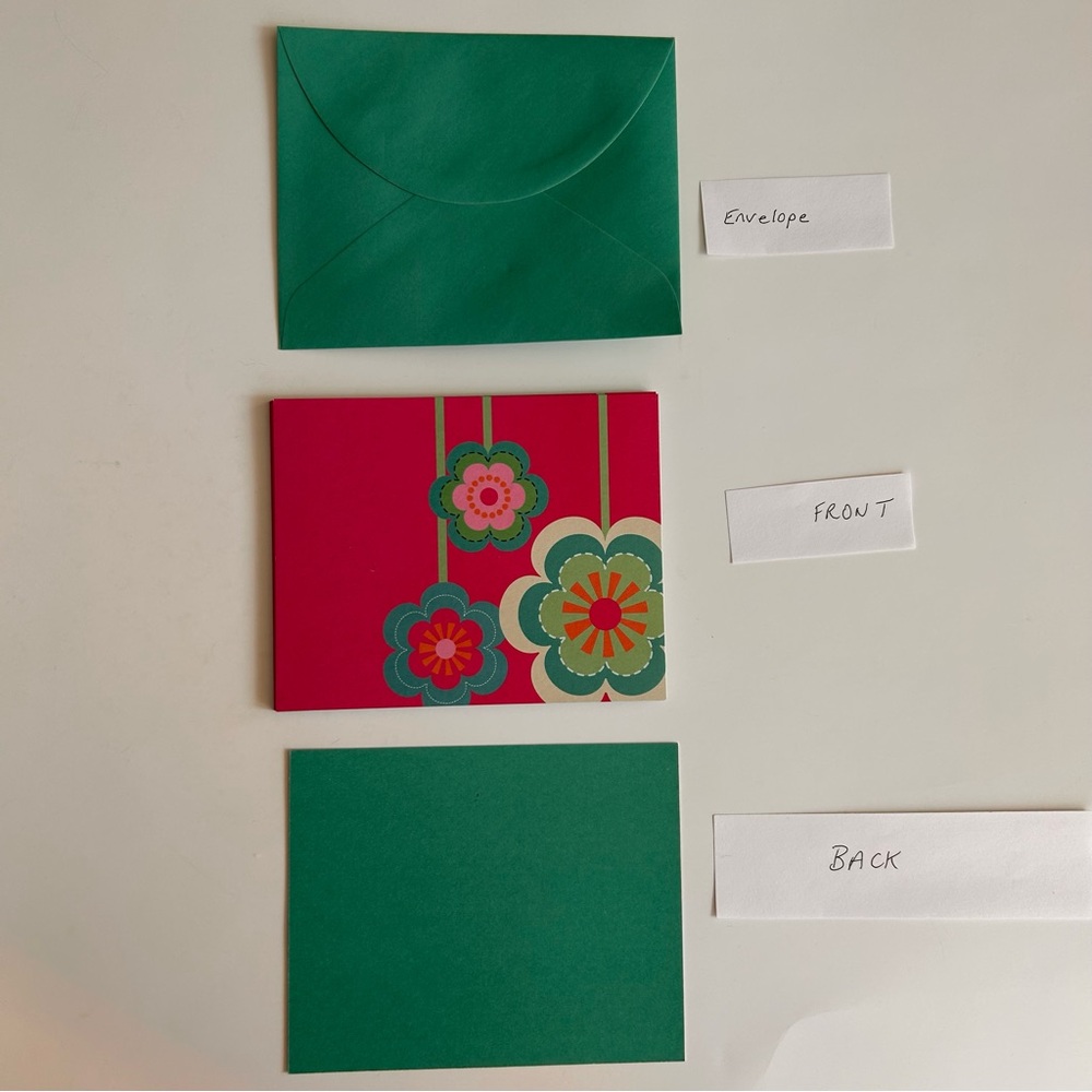 10 floral flat blank cards and Envelope and Pink Floral Note Card Set cardstock